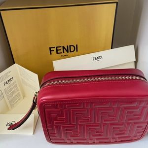 Fendi Red Leather Crossbody Camera Bag